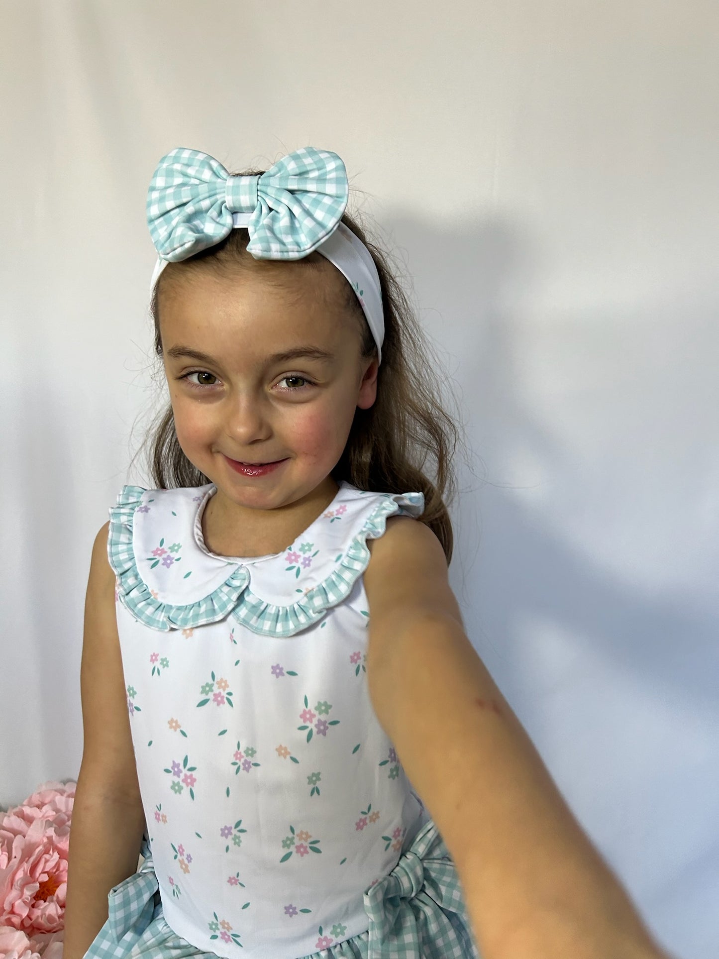 Floral and Gingham Headband