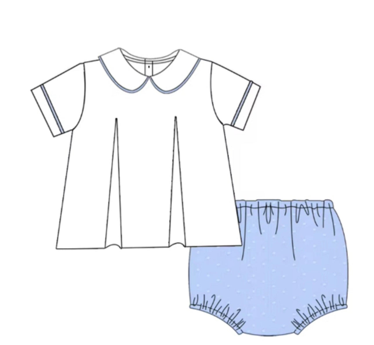 Boys Blue and White Swiss Dot Jam Set
