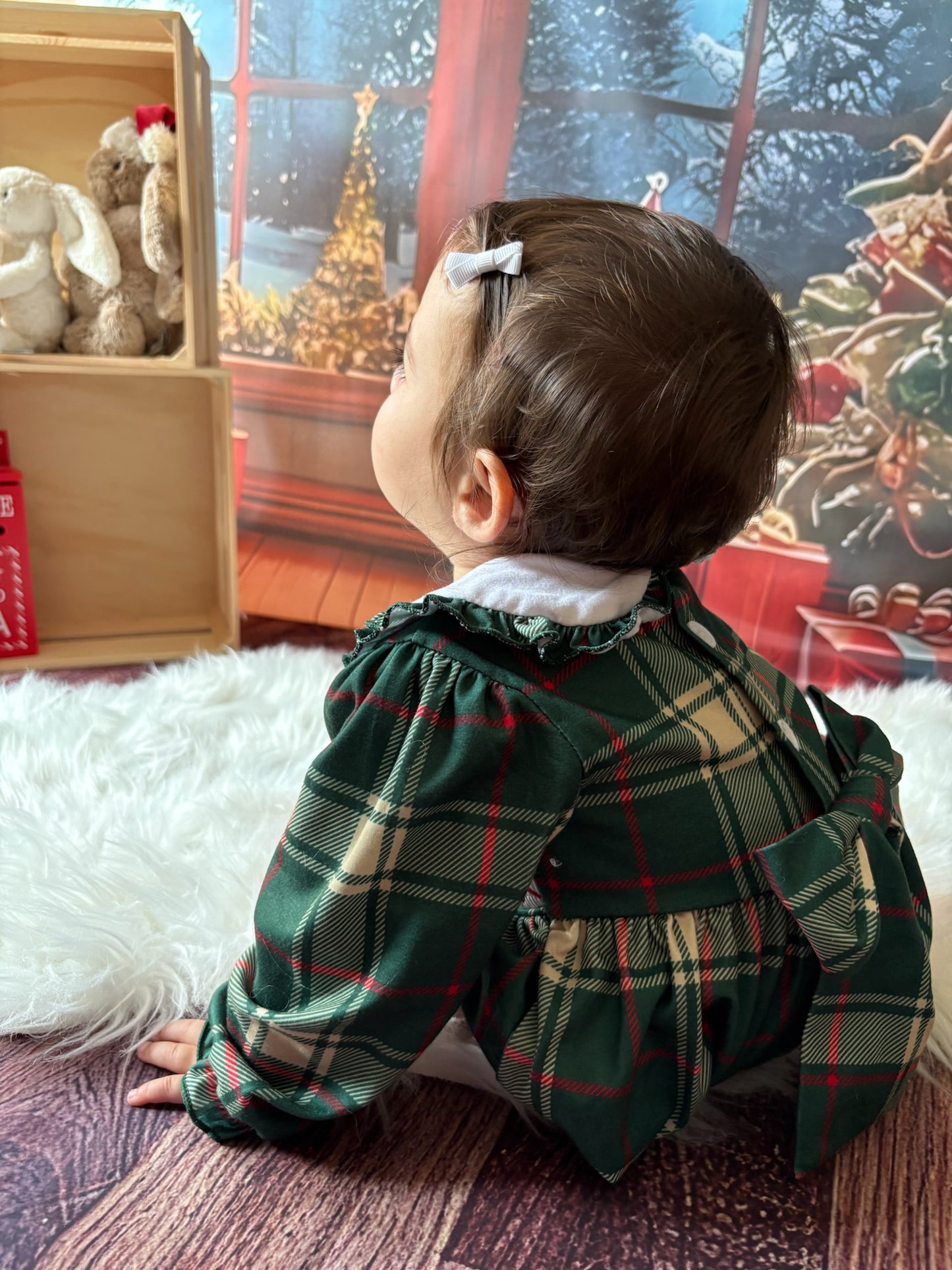 PREORDER Girls Green Tartan Romper