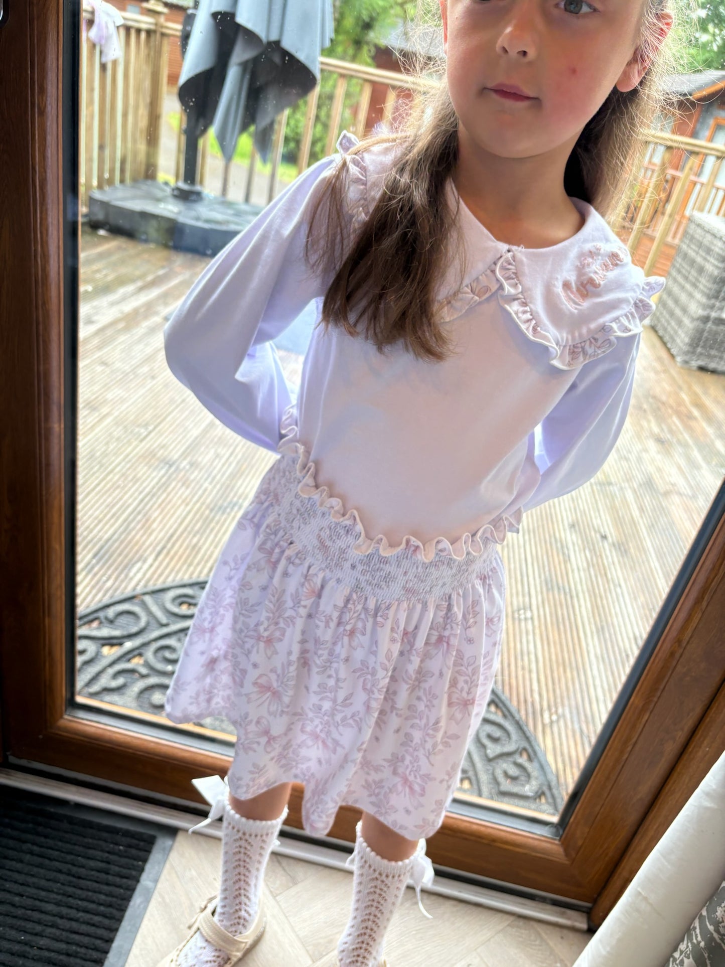 Floral and Bow Toile Skirt and Top