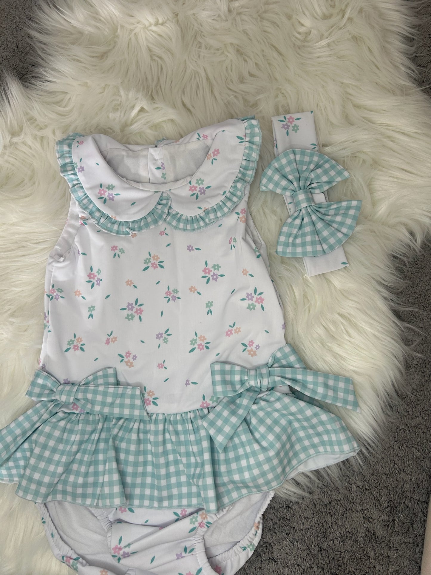 Floral and Gingham Swimsuit