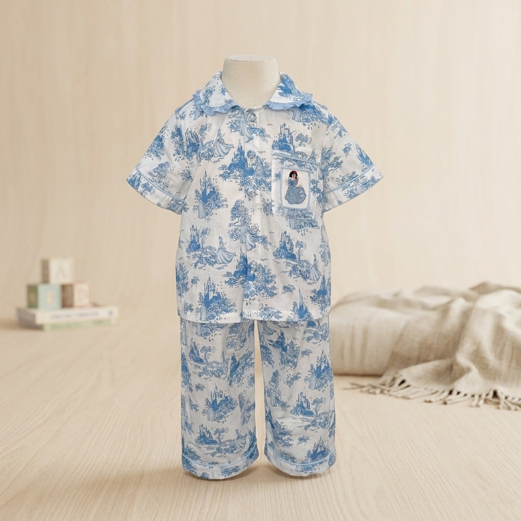 Blue Smock Princess Toile PJs and Dressing Gown
