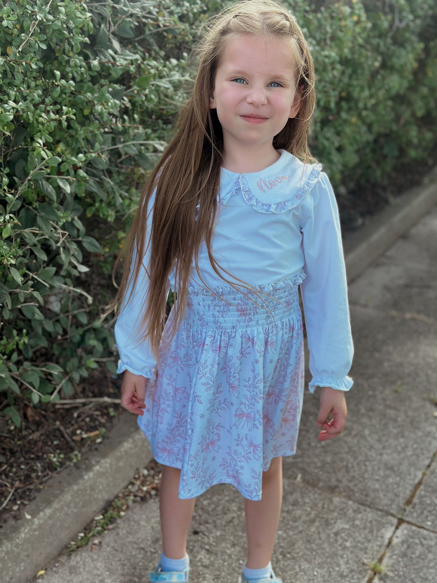 Floral and Bow Toile Skirt and Top
