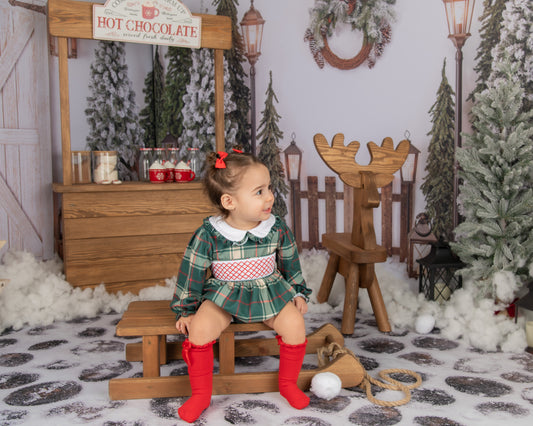 Girls Green Tartan Romper