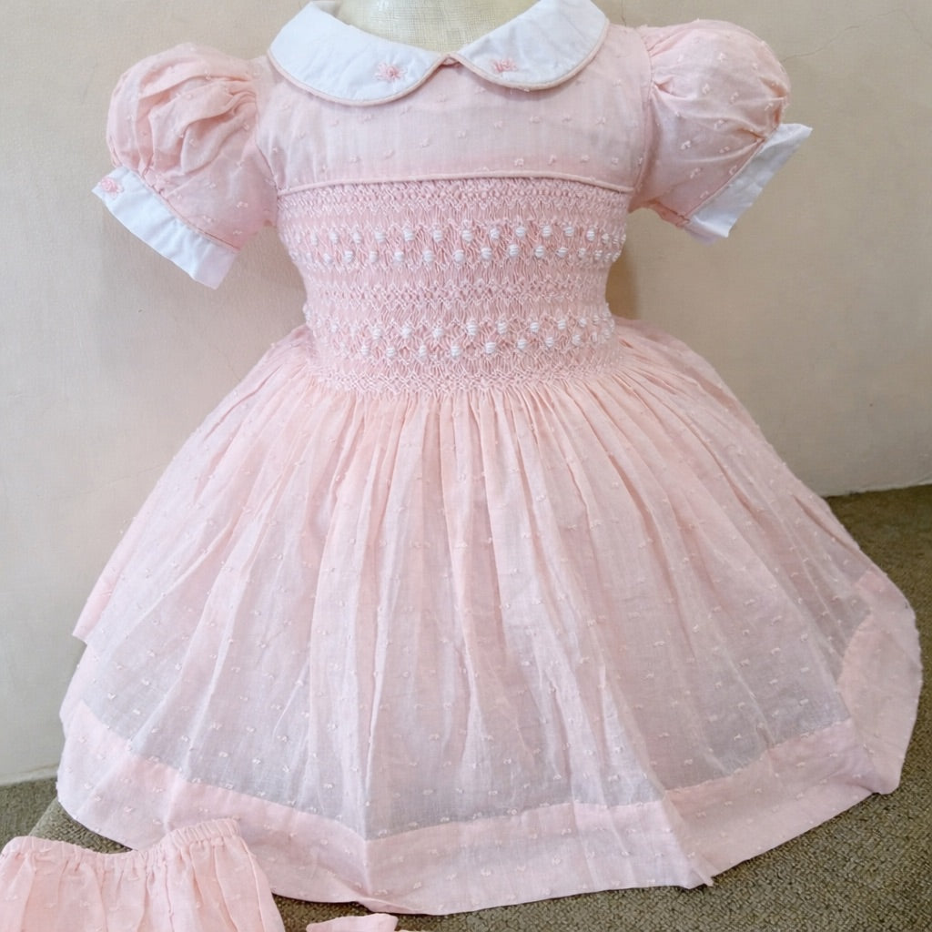 Girls Pink Smock Dress