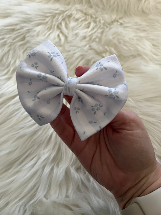 Stripe and Floral Hair Bow