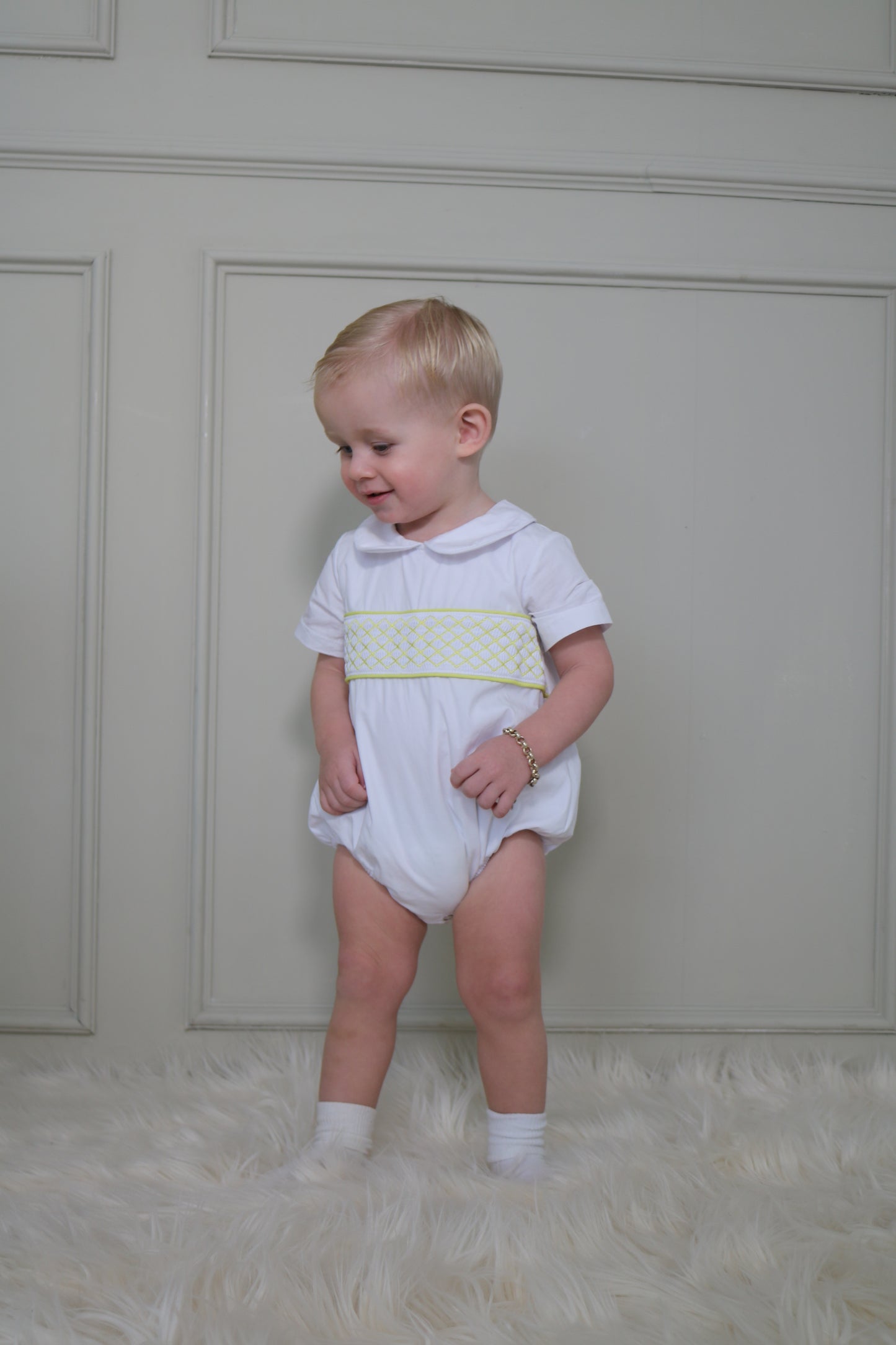 Boys Smocked Lemon Romper