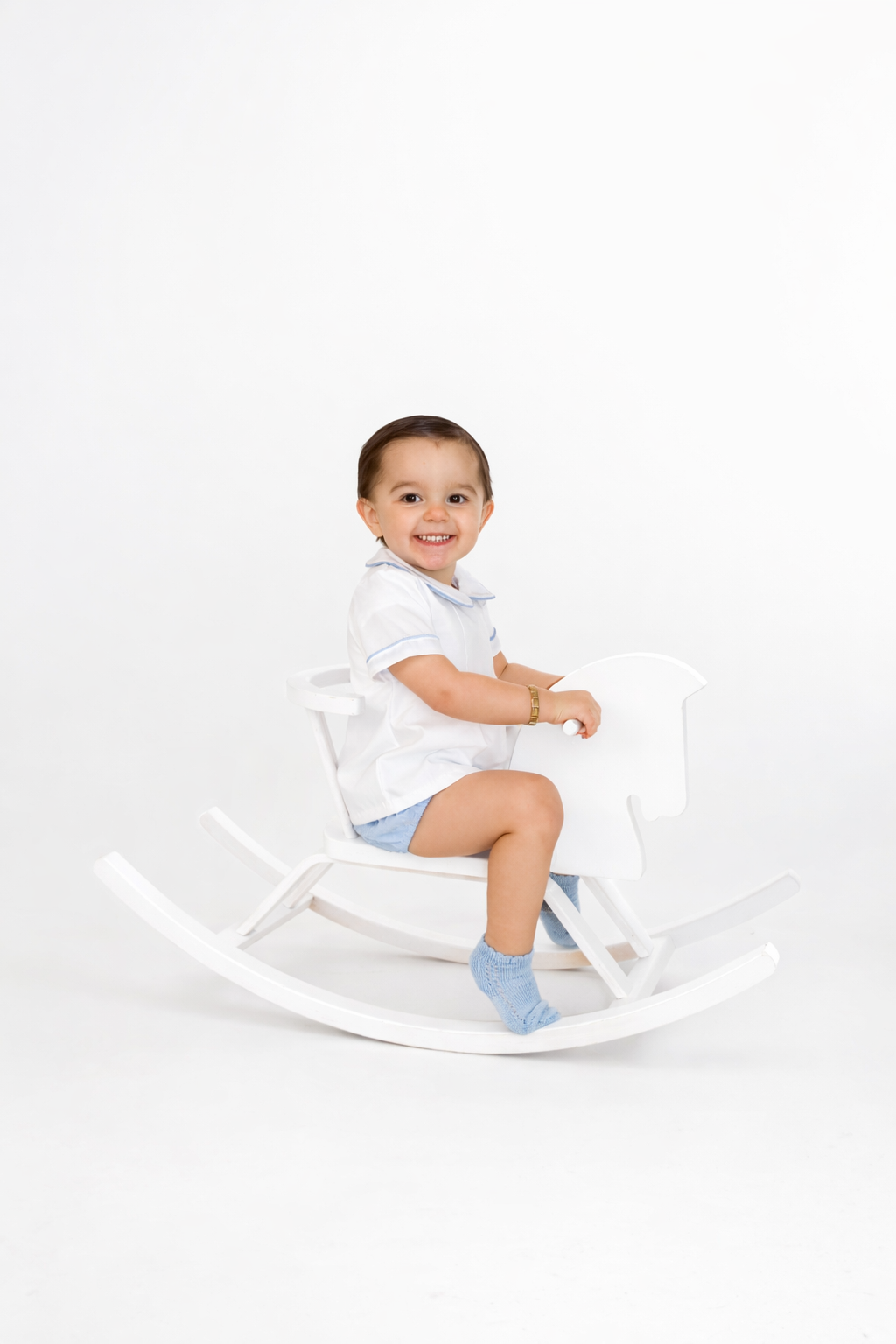 Boys Blue and White Swiss Dot Jam Set