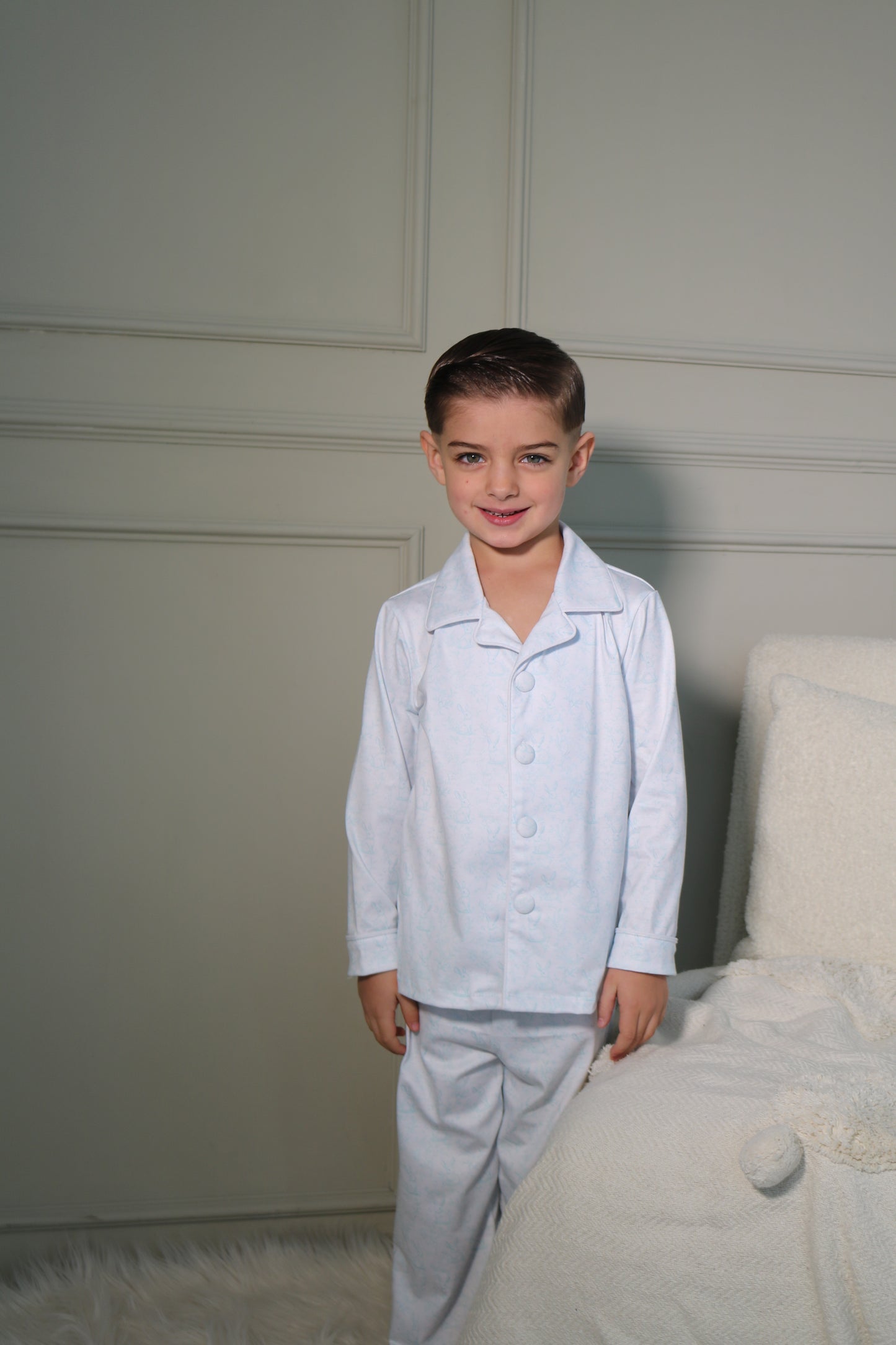 Boys Bunny Toile Pyjamas
