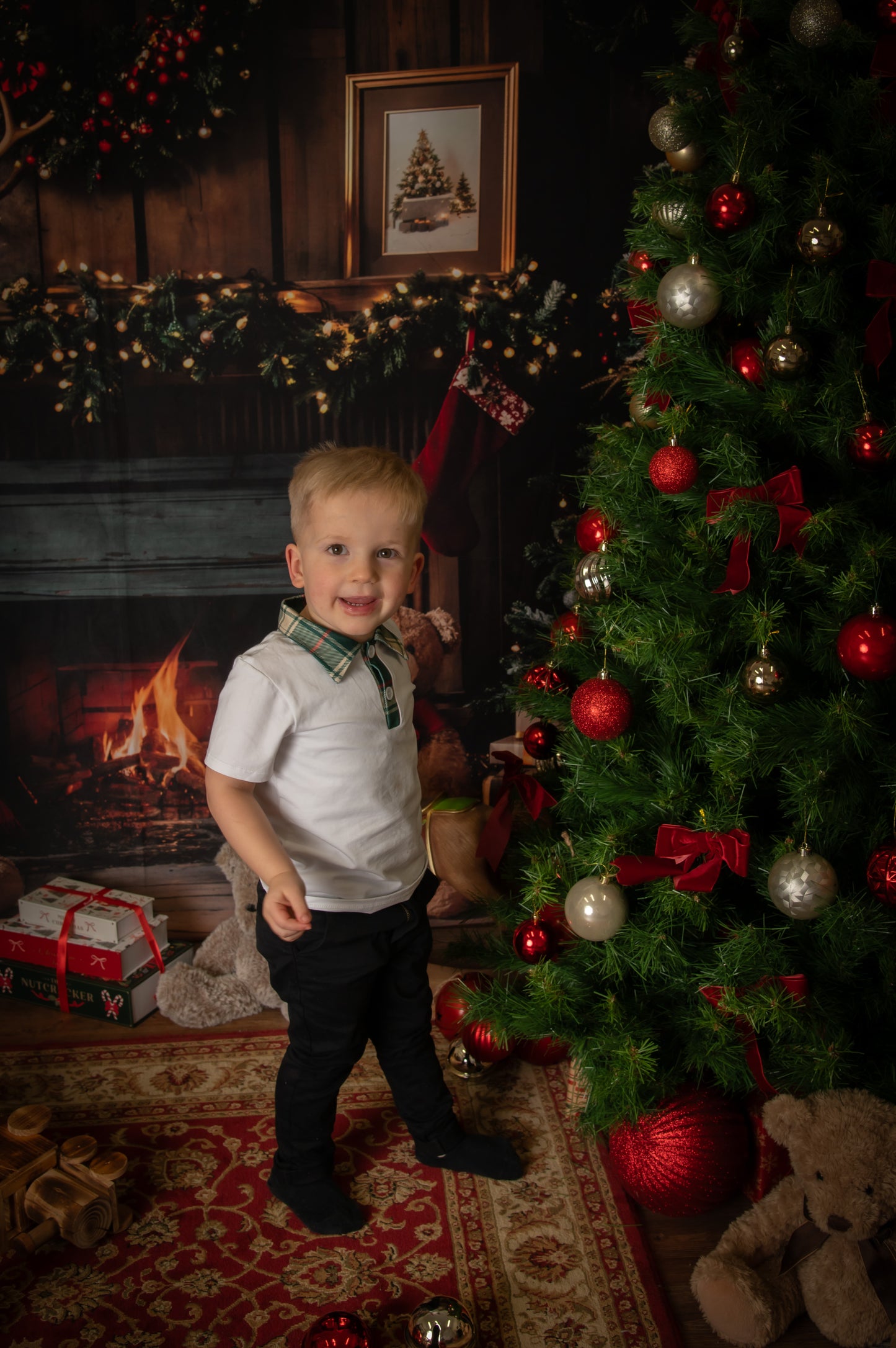 Boys Green Tartan Polo Shirt