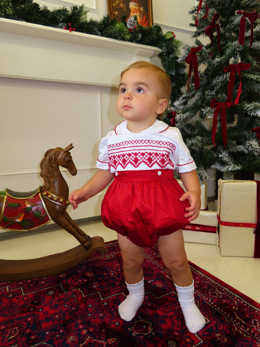 Boys Exclusive Smocked Red Jam Set