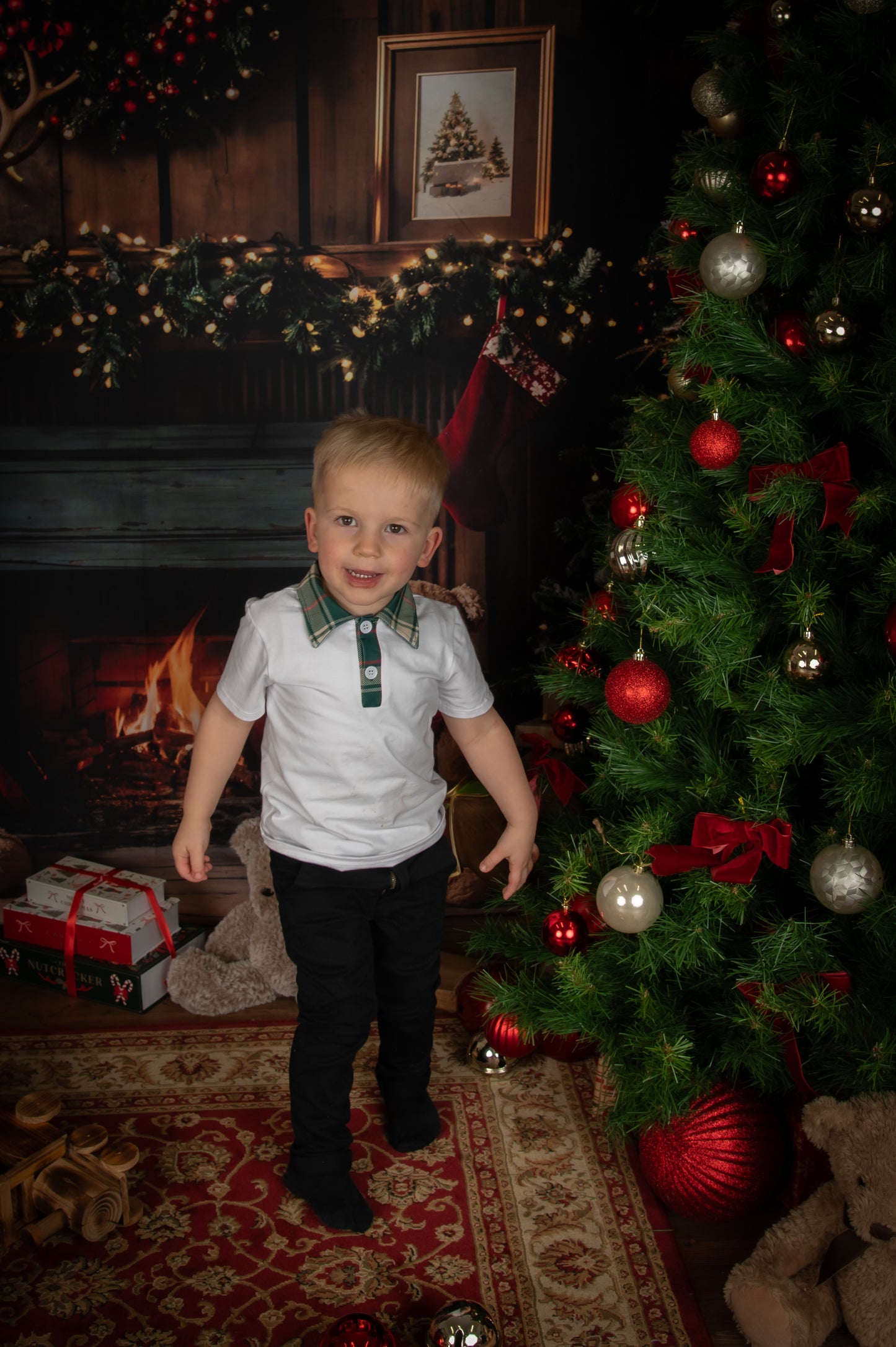 Boys Green Tartan Polo Shirt