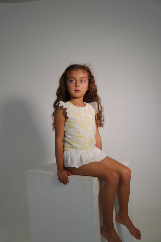Girls Lemon Toile Bather