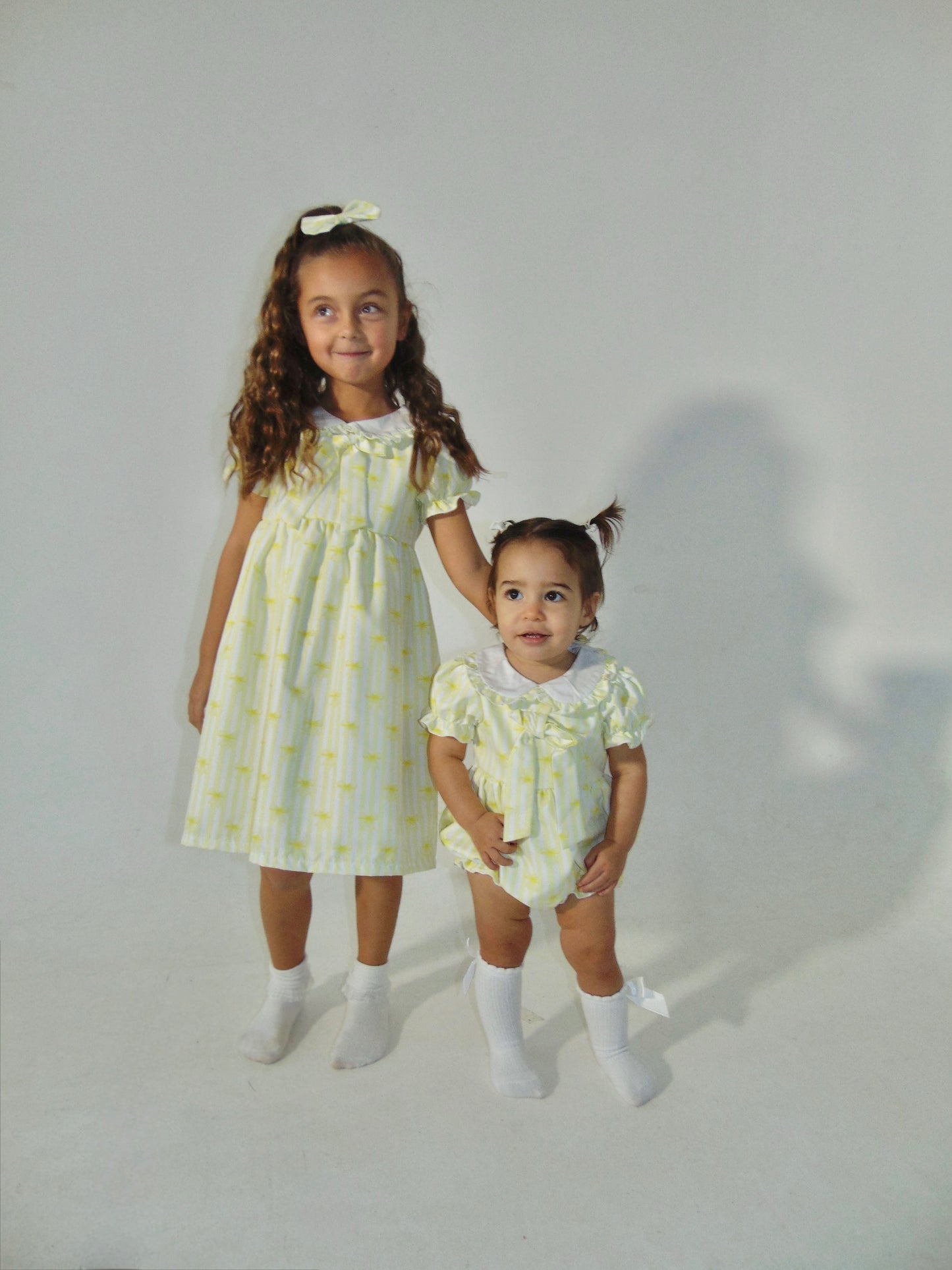 Girls Lemon Stripe Bow Romper