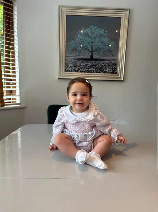 Floral and Bow Toile Romper