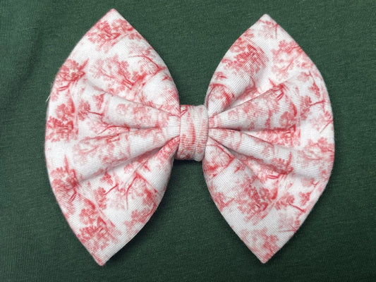 PREORDER Red Toile Christmas Hair Bow