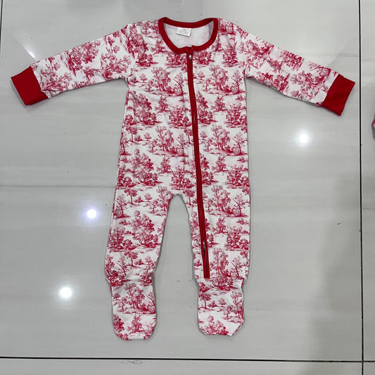 PREORDER Red Toile Christmas Baby Grow