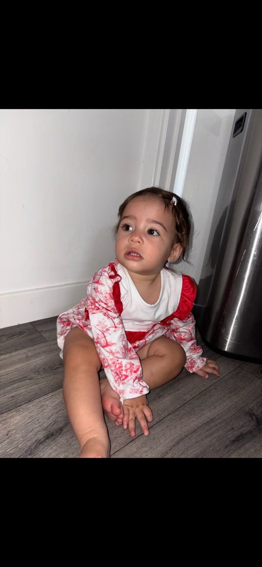 PREORDER Red Toile Christmas Romper