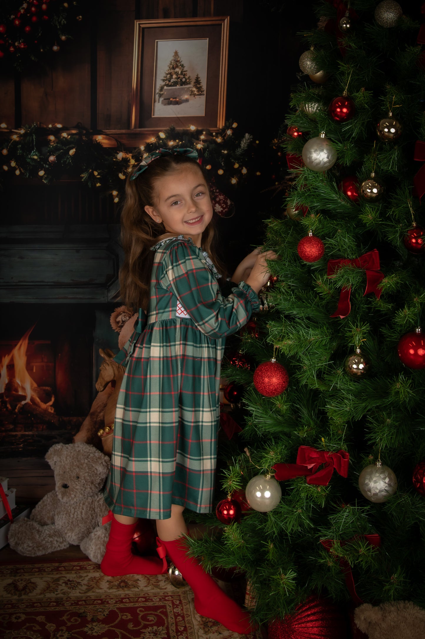 Girls Green Tartan Dress