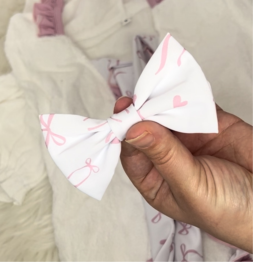 Bow and Hearts Hair Bow