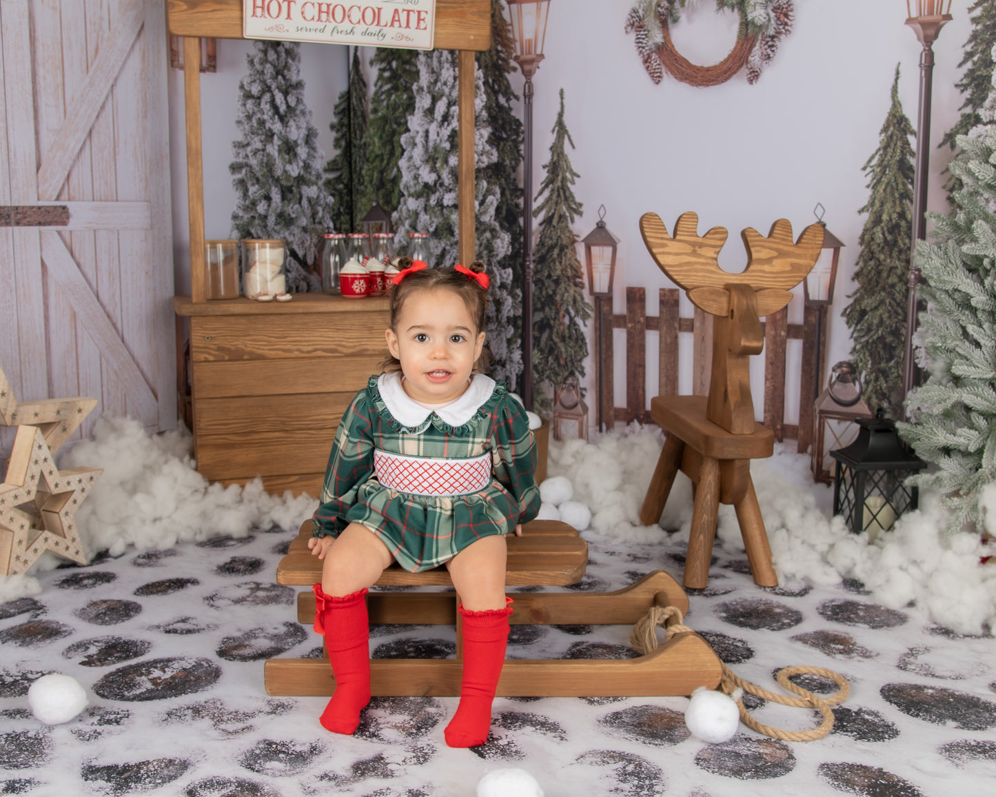 Girls Green Tartan Romper