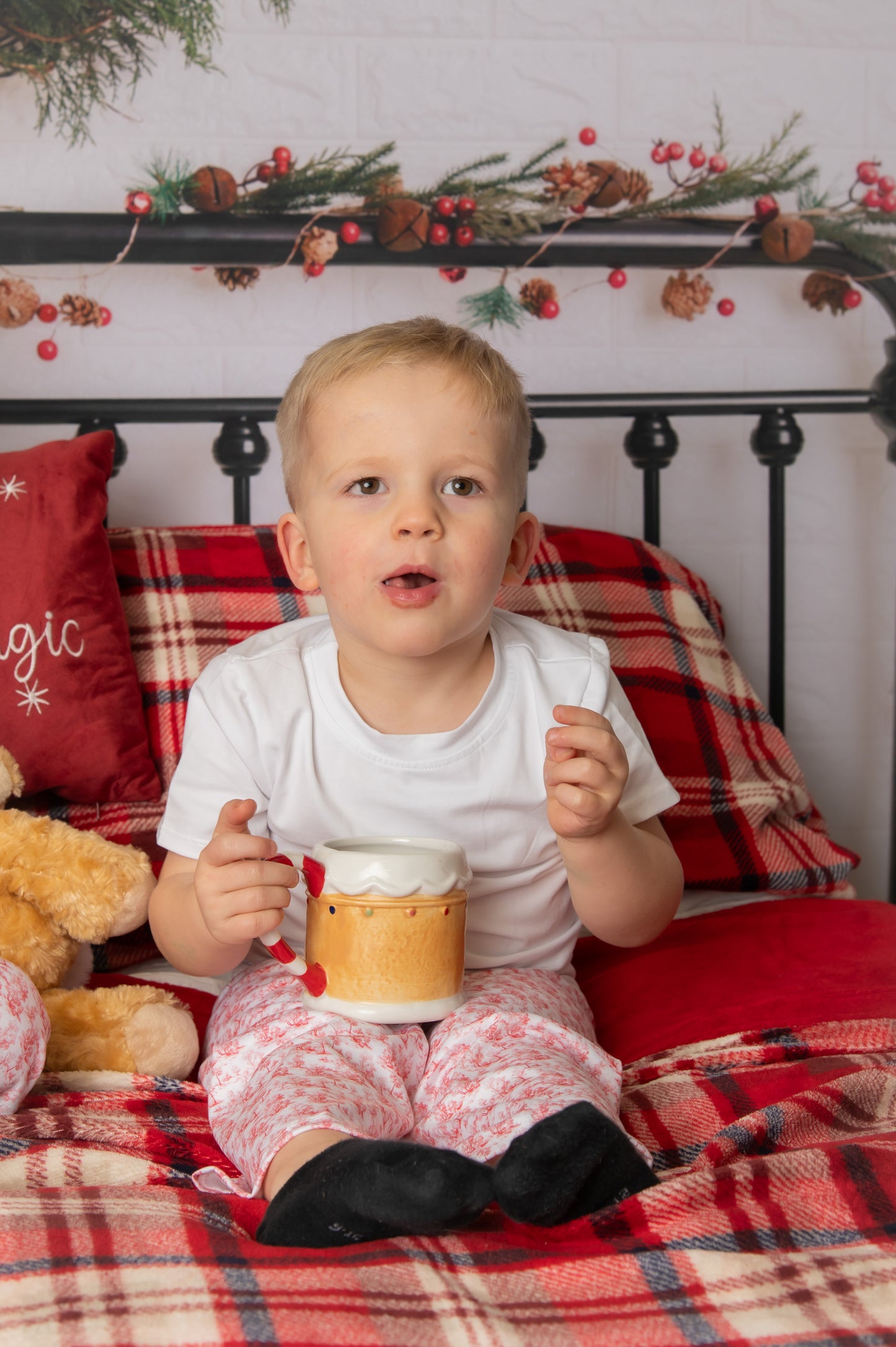 Boys Red Toile Christmas PJs