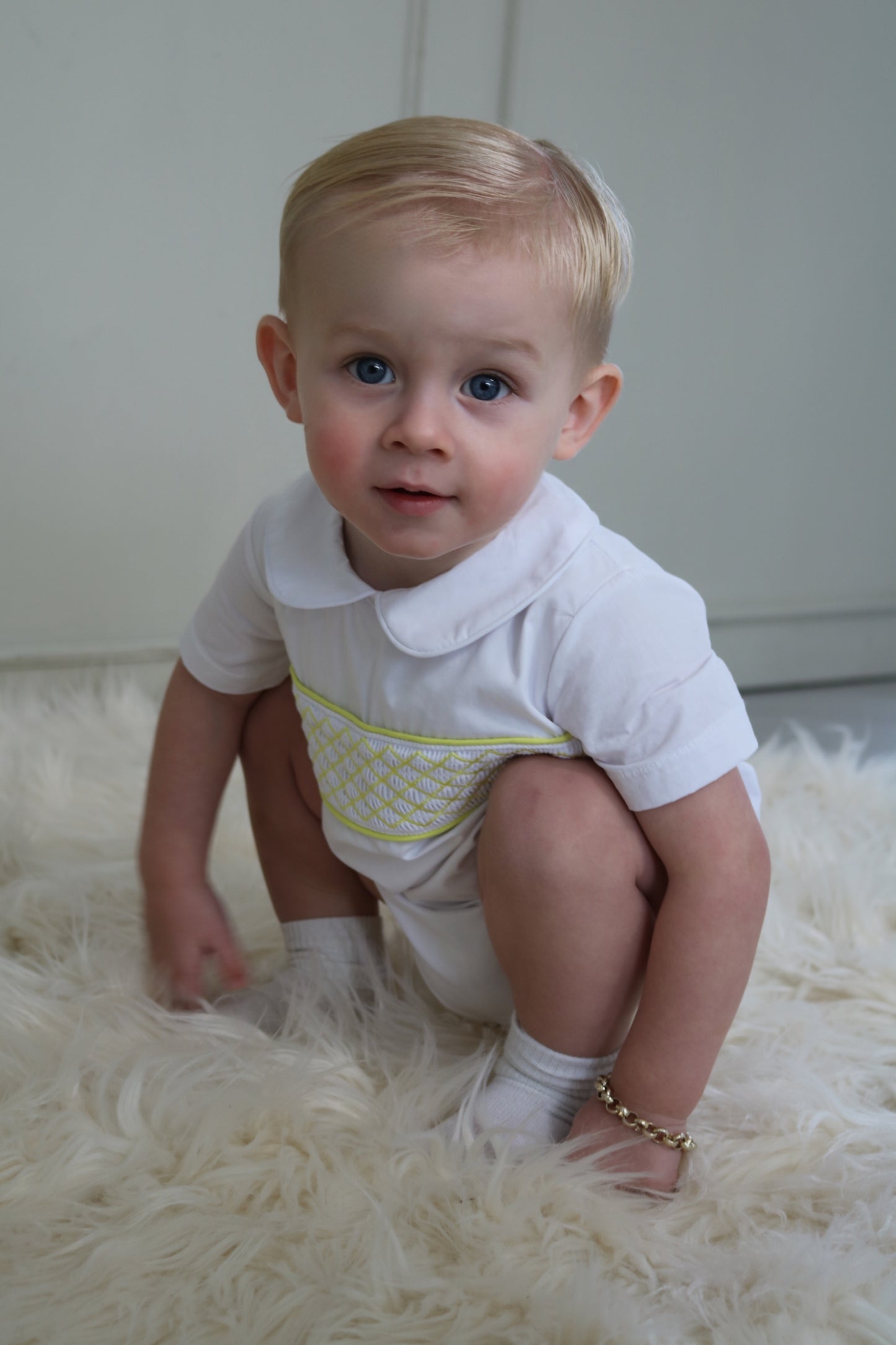 Boys Smocked Lemon Romper