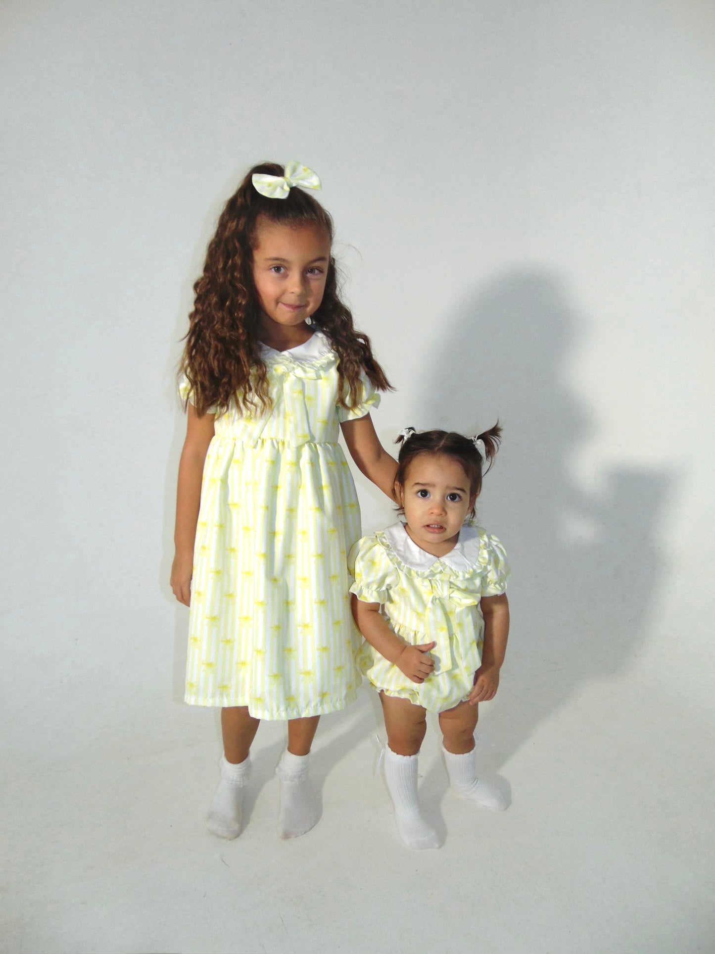 Girls Lemon Stripe Bow Romper