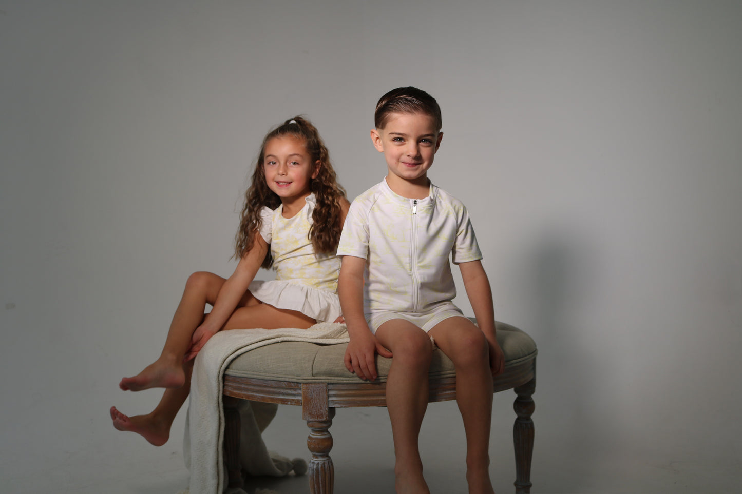 Girls Lemon Toile Bather