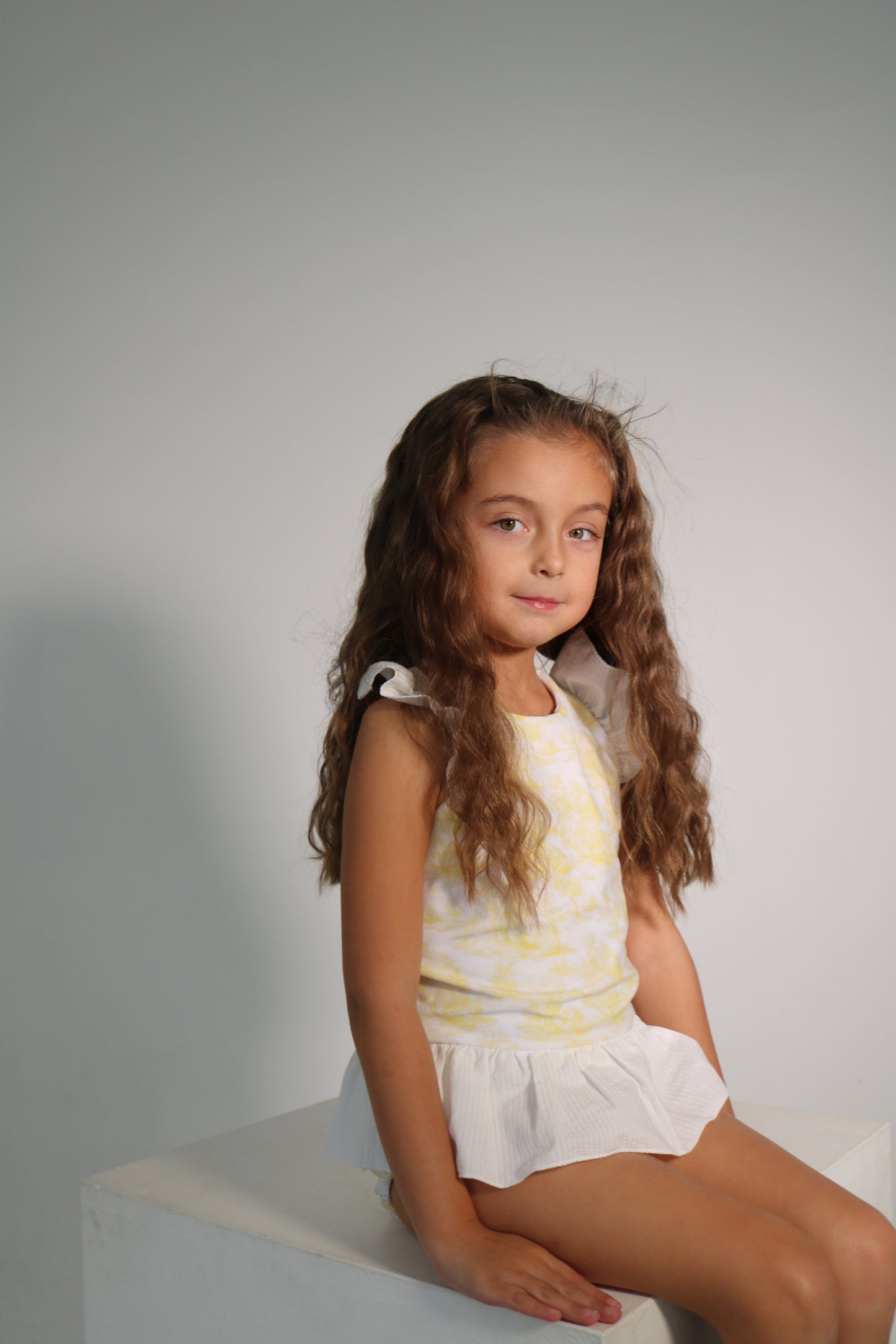 Girls Lemon Toile Bather