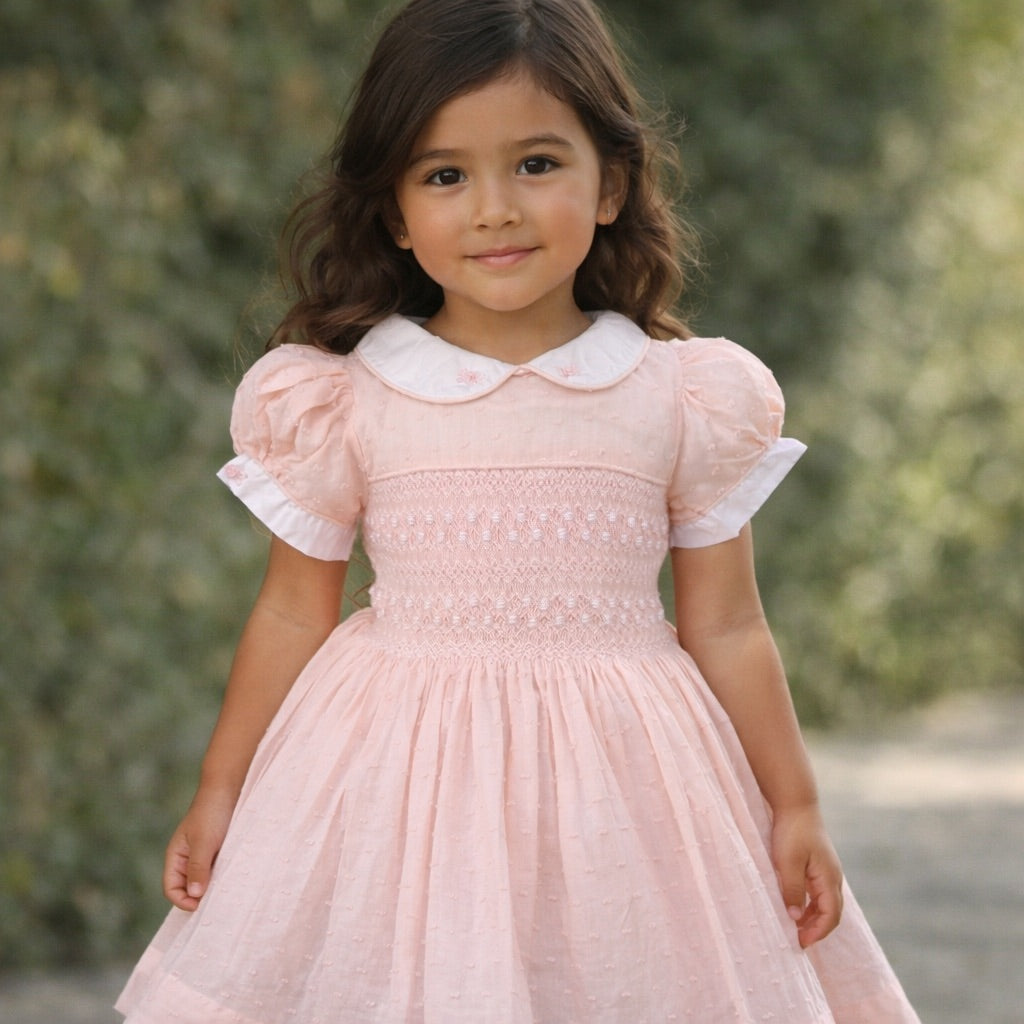 Girls Pink Smock Dress