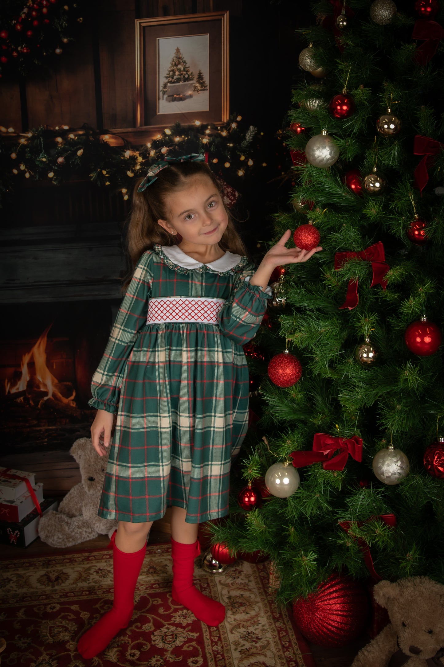 Girls Green Tartan Dress