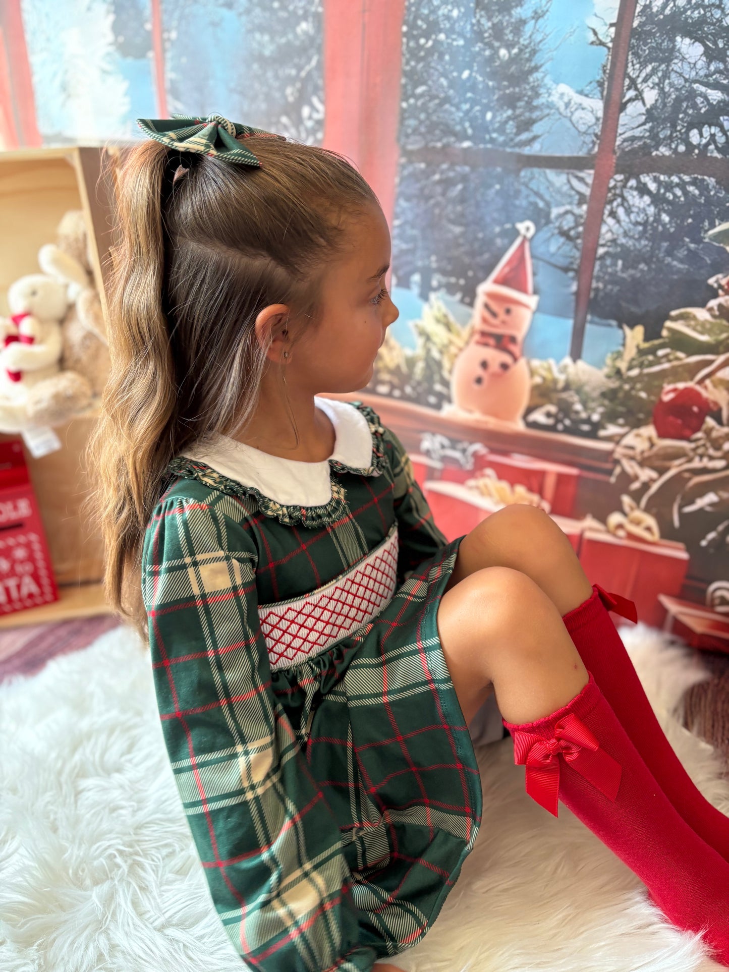 PREORDER Girls Green Tartan Dress