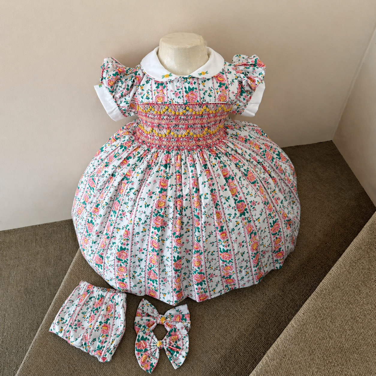 Girls Floral Smock Dress
