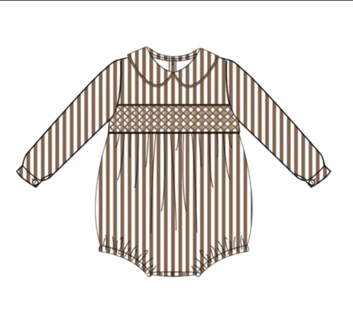PREORDER Brown Striped Smock Romper