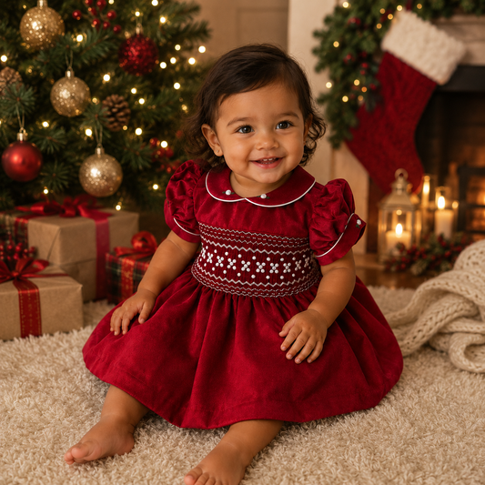Red Glitter Smock Dress