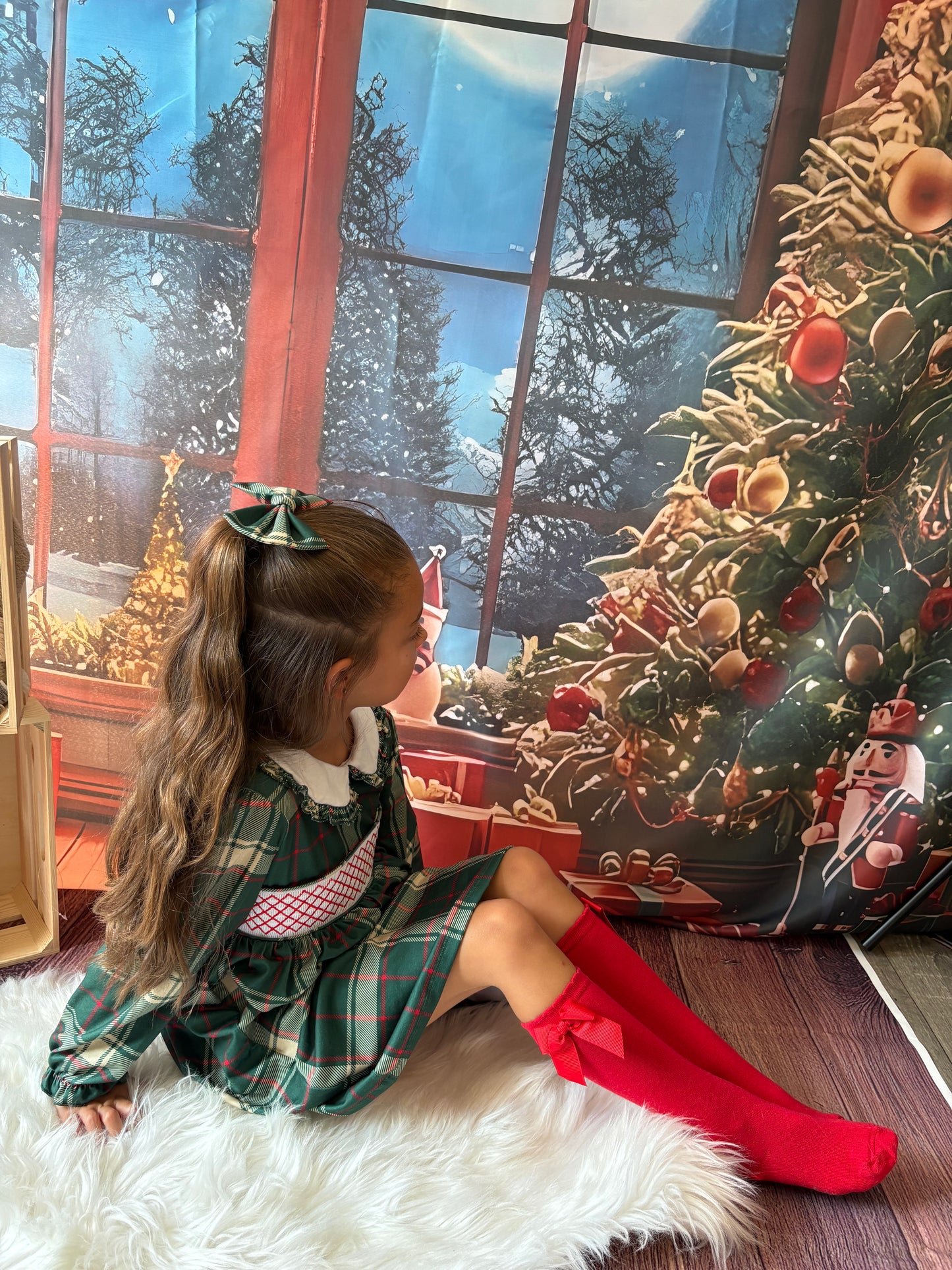 PREORDER Girls Green Tartan Dress