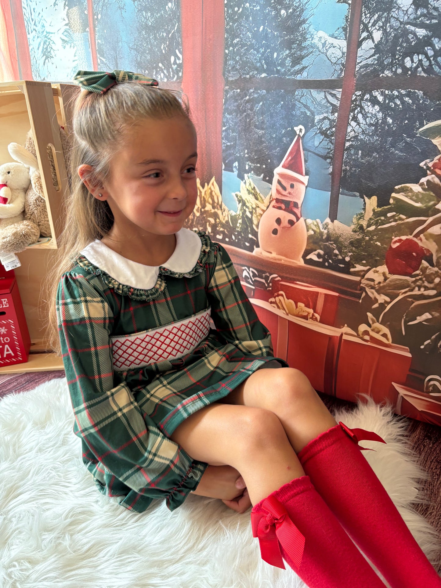 PREORDER Girls Green Tartan Dress