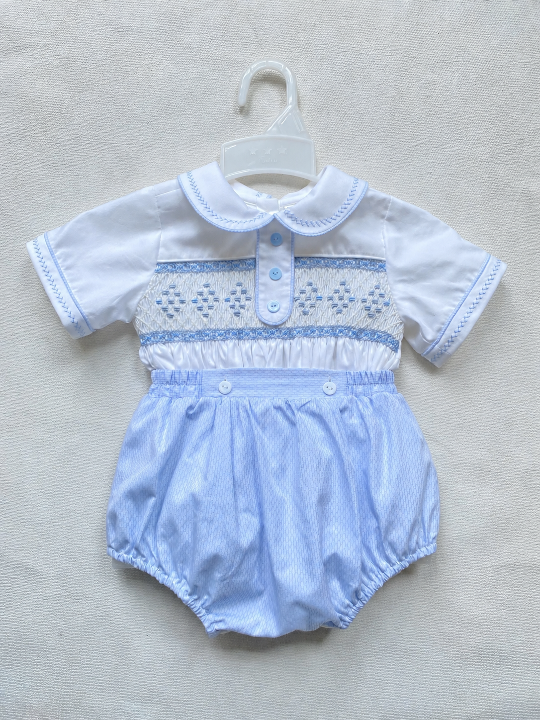Boys Baby Blue Smocked Set